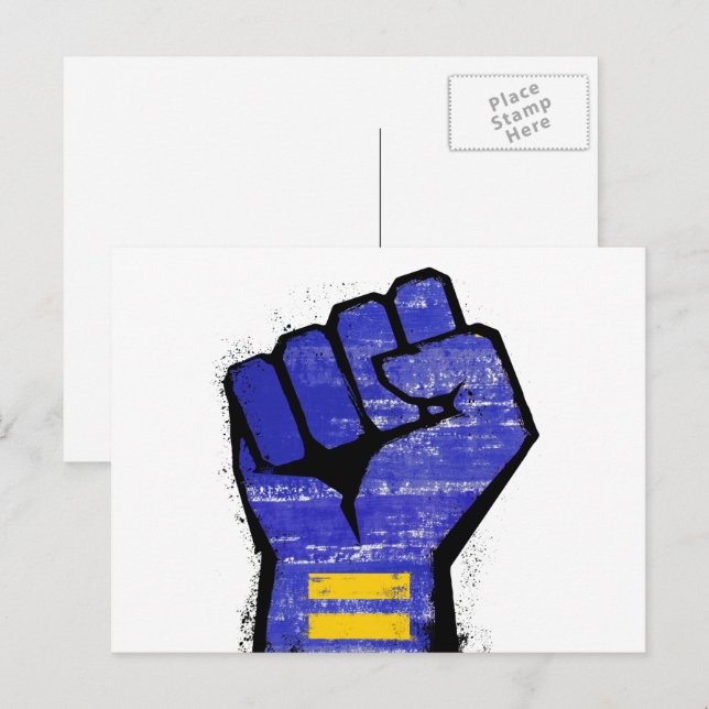 Blaue Protestfaust Postkarte (Vorne/Hinten)