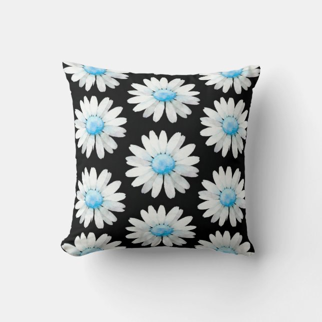 Blaue Punkt-Margerite Kissen (Vorderseite)