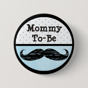 Blaue Punkt-u. Schnurrbart-Mama, zum Button