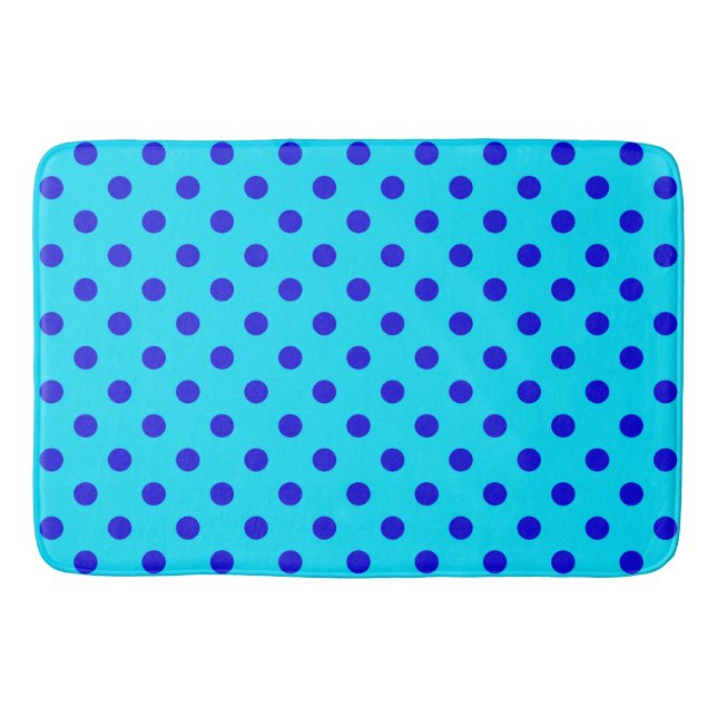 Blaue Punkte auf Cyan-Musterdesign Badematte (Vorderseite)