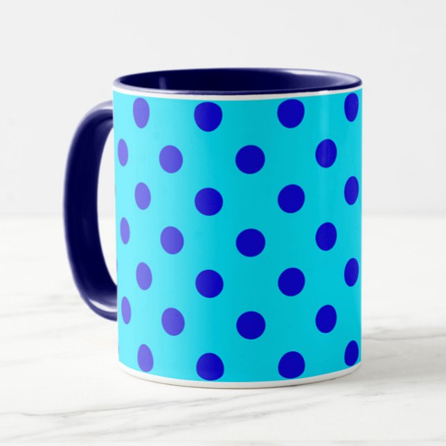 Blaue Punkte auf Cyan-Musterdesign Tasse (Von Creator hochgeladen)