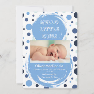 Blaue Punkte Baby-Geburtsanzeige Einladung