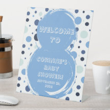 Blaue Punkte Baby Shower Einladung