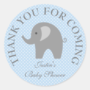 Blaue Punkte graue Elefant Baby Shower Aufkleber