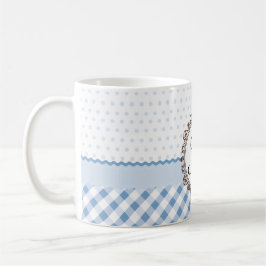 Blaue Punkte, Karos und Streifen mit Monogramm Kaffeetasse