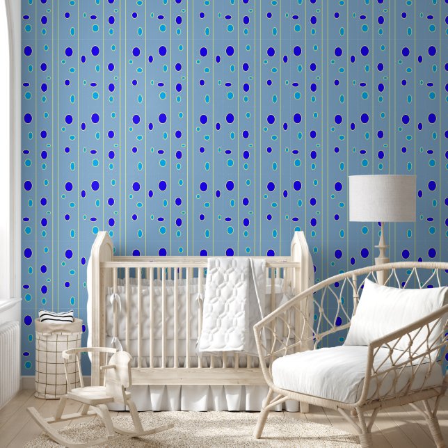 Blaue Punkte und gelbe Linien Tapete (Kinder)