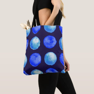 Blaue Punkte Wasserfarbmuster Indigozi Cerulean Tasche