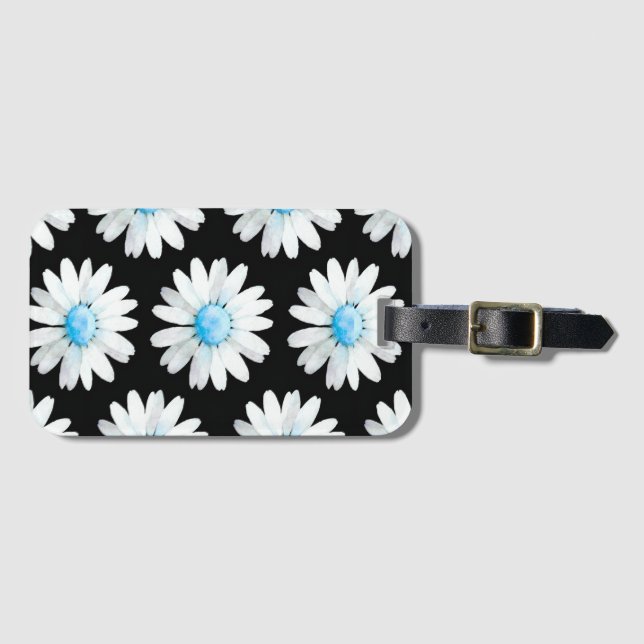 Blaue Punktierte Gänseblume Gepäckanhänger (Vorderseite (Horizontal))