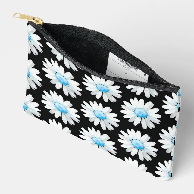 Blaue Punktierte Margerite Zubehörtasche (Offen)