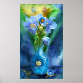 Blaue Pupien in Poppy Vase Art Poster/Print Poster