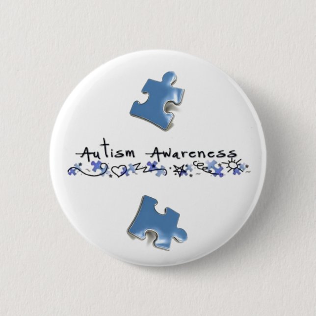 Blaue Puzzlespiel-Stücke - Autismus-Bewusstsein Button (Vorderseite)