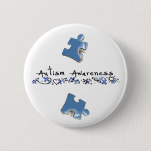 Blaue Puzzlespiel-Stücke - Autismus-Bewusstsein Button