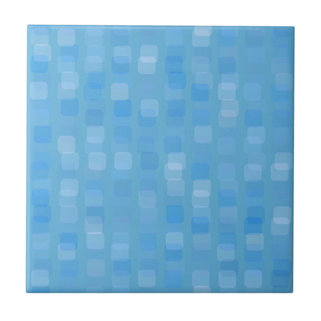 Blaue Quadrat-Abstraktion Fliese (Vorderseite)