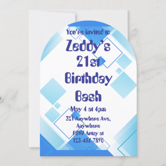 Blaue Quadrate Einladung