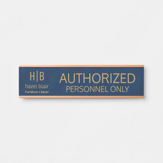 Blaue Quadrate für das Logo "Authorized Personnel  Türschild (Vorderseite )
