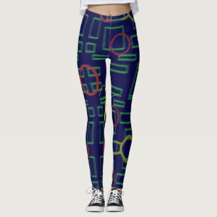 Blaue Quadrate geometrisch Leggings