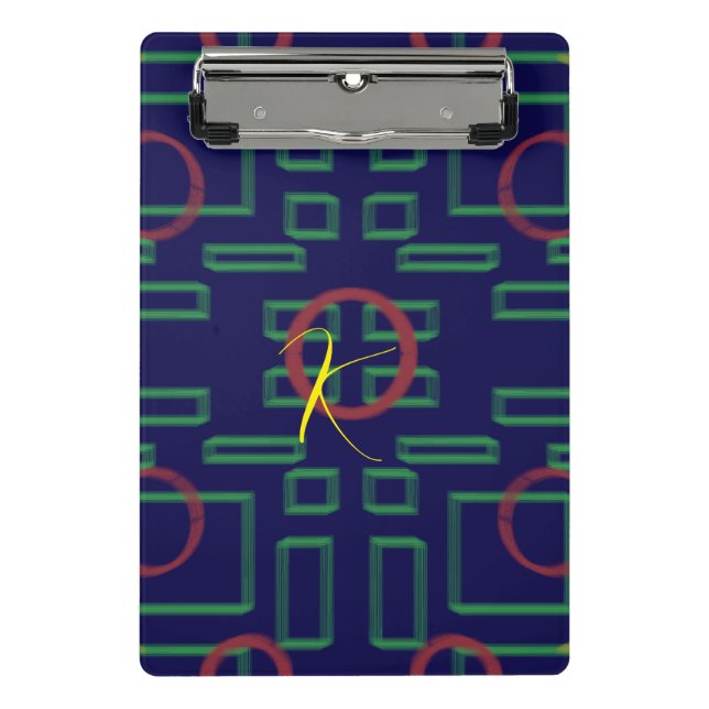 Blaue Quadrate geometrisch Mini Klemmbrett (Vorderseite)