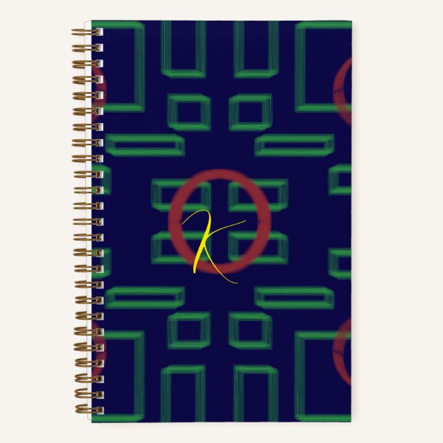 Blaue Quadrate geometrisch Notizbuch (Vorderseite)