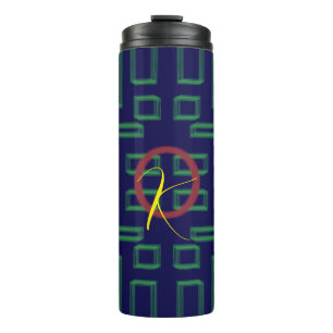 Blaue Quadrate geometrisch Thermosbecher