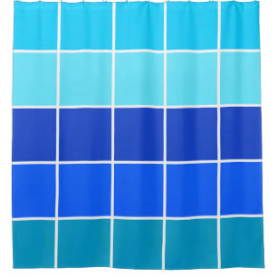 Blaue Quadrate glänzende Streifen Duschvorhang