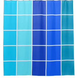 Blaue Quadrate glänzende Streifen Duschvorhang