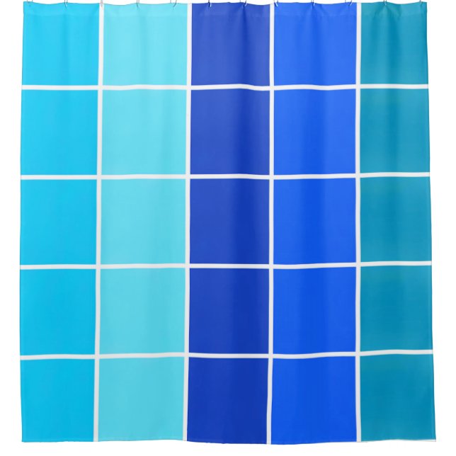 Blaue Quadrate glänzende Streifen Duschvorhang (Vorderseite)