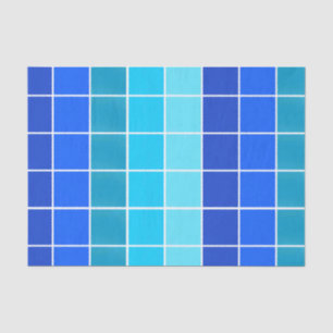 Blaue Quadrate glänzende Streifen Seidenpapier