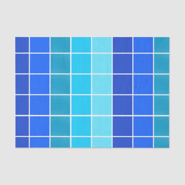 Blaue Quadrate glänzende Streifen Seidenpapier (Vorderseite)