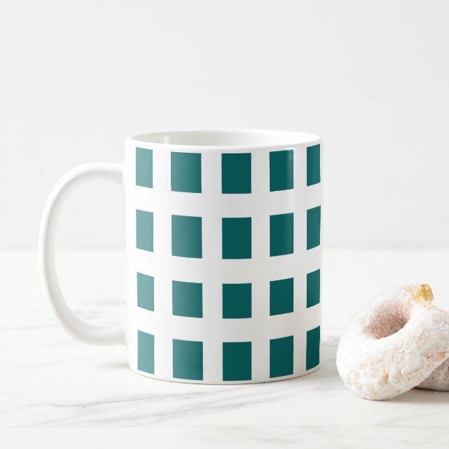 Blaue Quadrate Kaffeetasse (Mit Donut)