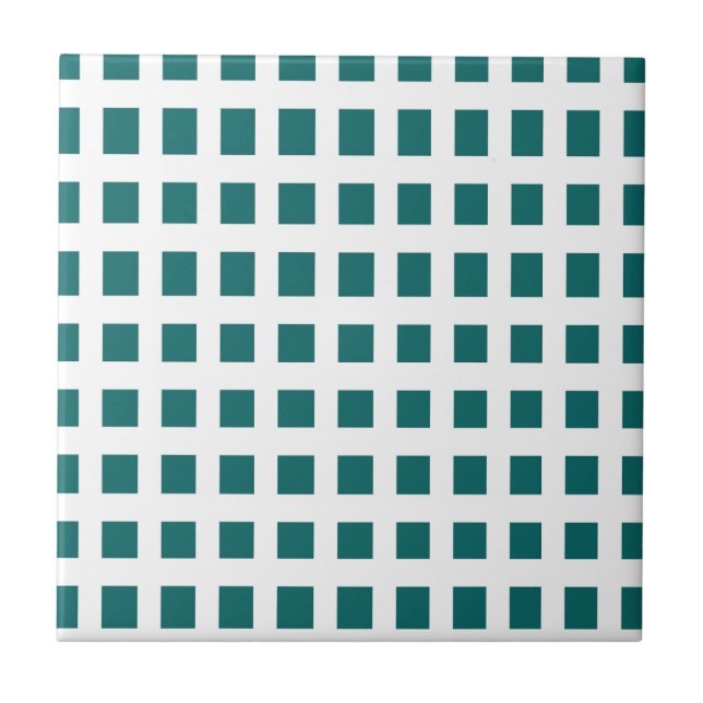 Blaue Quadrate kariert  Fliese (Vorderseite)
