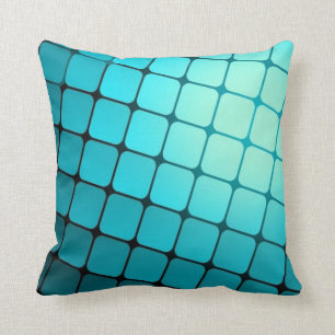 Blaue quadratische Fliesen im Teal-Design Kissen