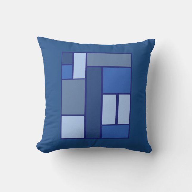 Blaue Quadratzgeometrie - Form und Farbe der Beweg Kissen (Vorderseite)