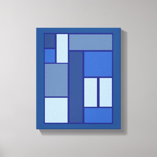Blaue Quadratzgeometrie - Form und Farbe der Beweg Leinwanddruck (Vorderseite)