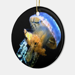 Blaue Qualle Keramik Ornament