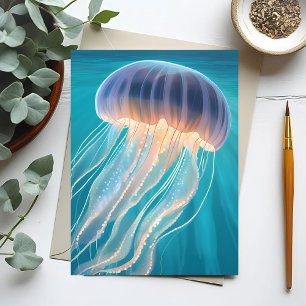 Blaue Qualle   Ocean Animal Painting Postkarte