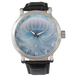 Blaue Quallen im Fraktal Armbanduhr