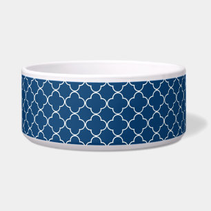 Blaue Quatrefoil kundenspezifische Hundeschüssel Napf