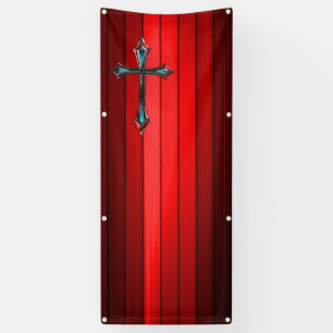 blaue quere rote Plankenkirche Banner