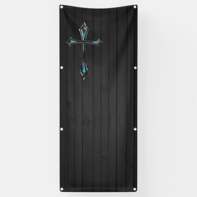 blaue quere schwarze Plankenraumkirche Banner (Vertikal)