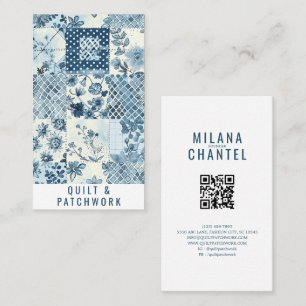 Blaue Quilt-Patchwork-Handmade-Kleidung Visitenkarte