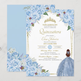 Blaue Quinceanera Rose Piazza della Riforma Einladung