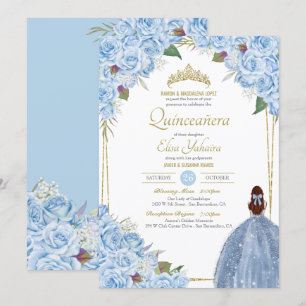 Blaue Quinceanera Rose Piazza della Riforma Einladung