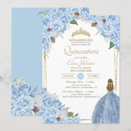 Blaue Quinceanera Rose Piazza della Riforma Einladung