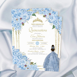 Blaue Quinceanera Rose Piazza della Riforma Einladung