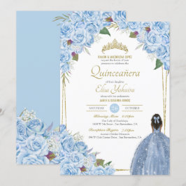Blaue Quinceanera Rose Piazza della Riforma Einladung