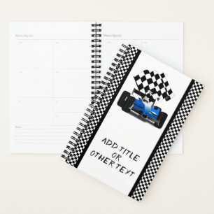 Blaue Race Car Checked Flag Planer