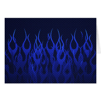 Blaue Racing Flammen auf Carbon Fibre Print