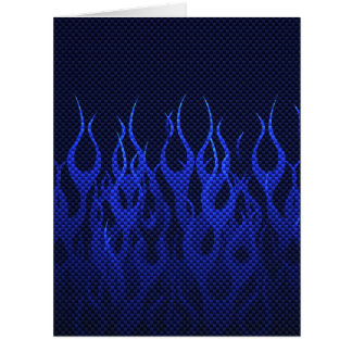 Blaue Racing Flammen auf Carbon Fibre Print