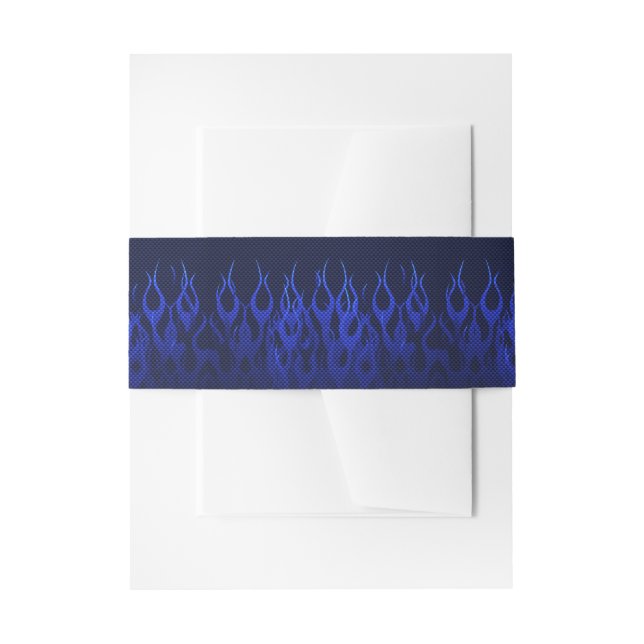 Blaue Racing Flammen auf Carbon Fibre Print Einladungsbanderole (Vorderseite Beispiel)