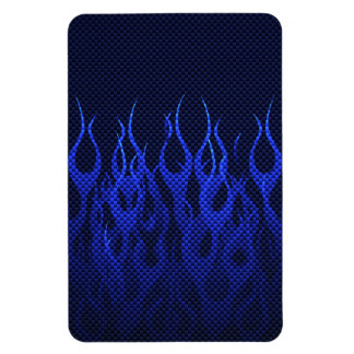 Blaue Racing Flammen auf Carbon Fibre Print Magnet